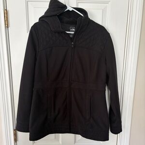 The North Face Black Quilted Jacket with hood. Large